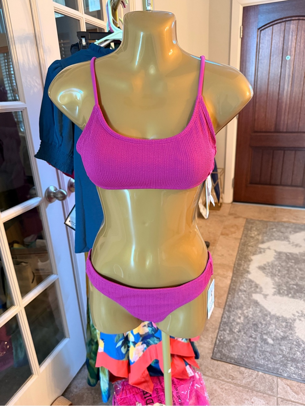 Roxy Mauve Pink Textured Swim Top - M